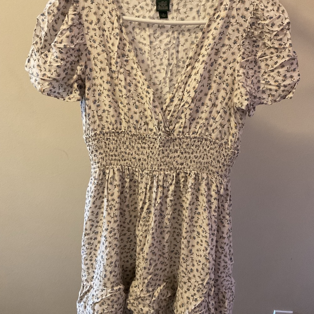 Wild Fable White Floral Smocked Mini Dress